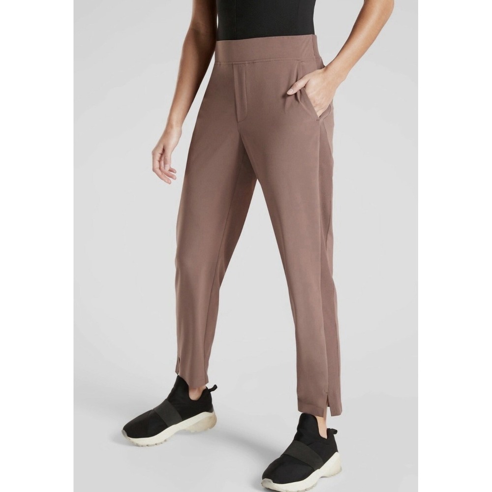 Athleta Brooklyn Ankle Pant Women‎ 6 Brown Mauve Mid Rise Athleisure Preppy